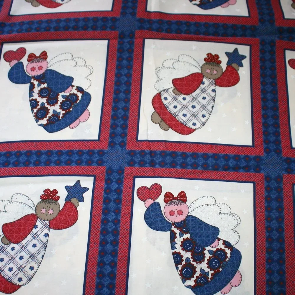 FABRIC #1203 - Cotton - Quilt Blocks - Angels Holiday Christmas Theme - 2 yds